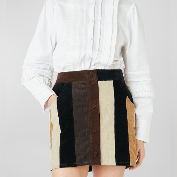 E.L.V. Denim CORDUROY STRIPE MINI SKIRT UK 14 US 10 - Picture 9 of 11